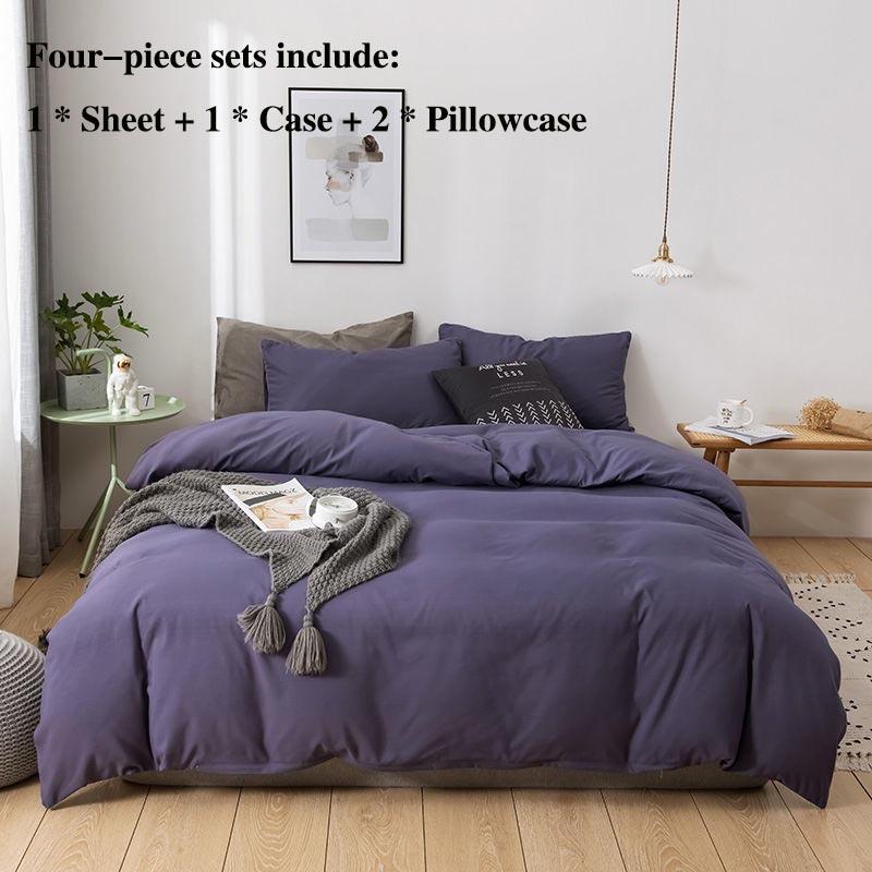 Bed Four Sets of Solid Color Simple Pillow Bed Sheets Are Set In Cases Home Bedding