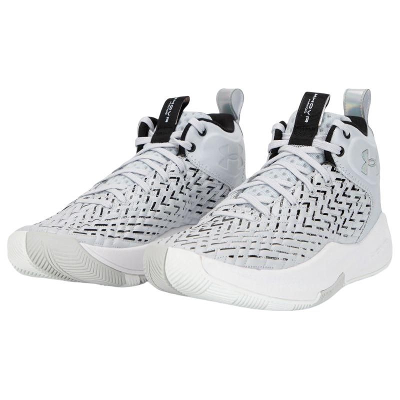 Under Armour HOVR Havoc 4 Clone Mm Round Toe Lace-Up Fabric Slip-Resistant Durable Mid-Top Basketball Shoes Men sneaker Gray 3026001-100