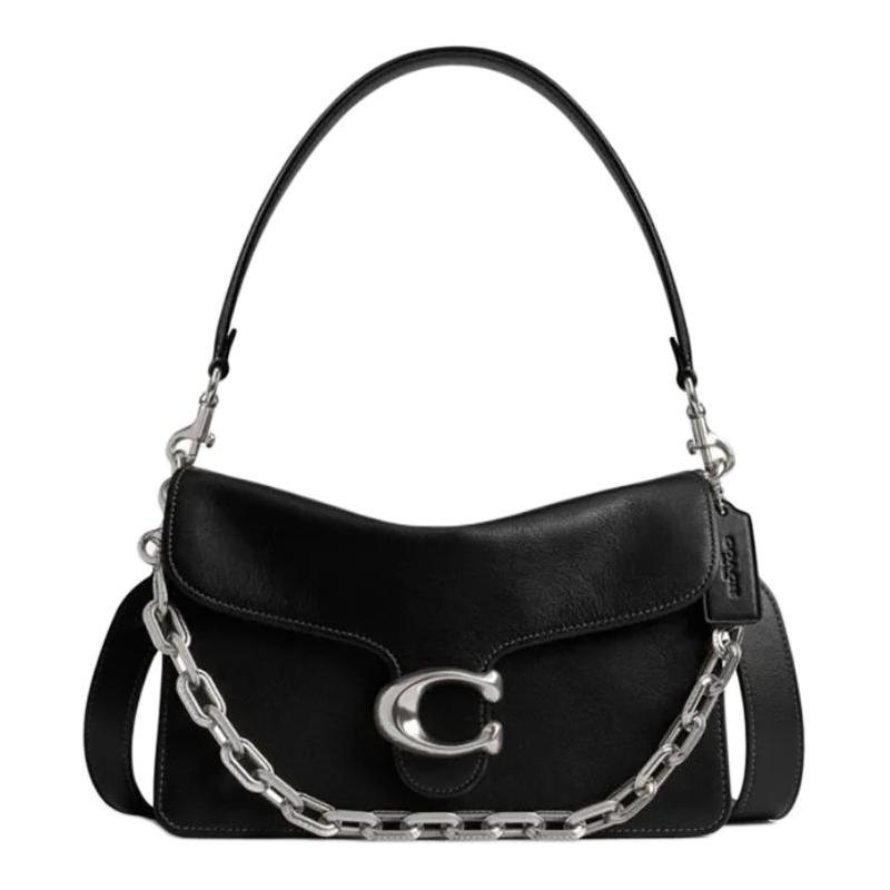 

COACH ChainTabby 26 Silver Chain Cow Leather Shoulder Bag Medium Women s Black чорний