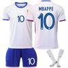 Nastolatki Dzieci Dorośli Niestandardowe Imię Zestawy Piłkarskie UEFA Euro 2024 Francja Wyjazdowy #10 MBAPPÉ Sportowy Zestaw Koszulki Treningowej ze Skarpetkami