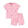Girls' Two-Piece Summer New Style Set for Toddlers and Young Children, Pink Casual Round Neck Short-Sleeved Pants Children's Suit Trendy