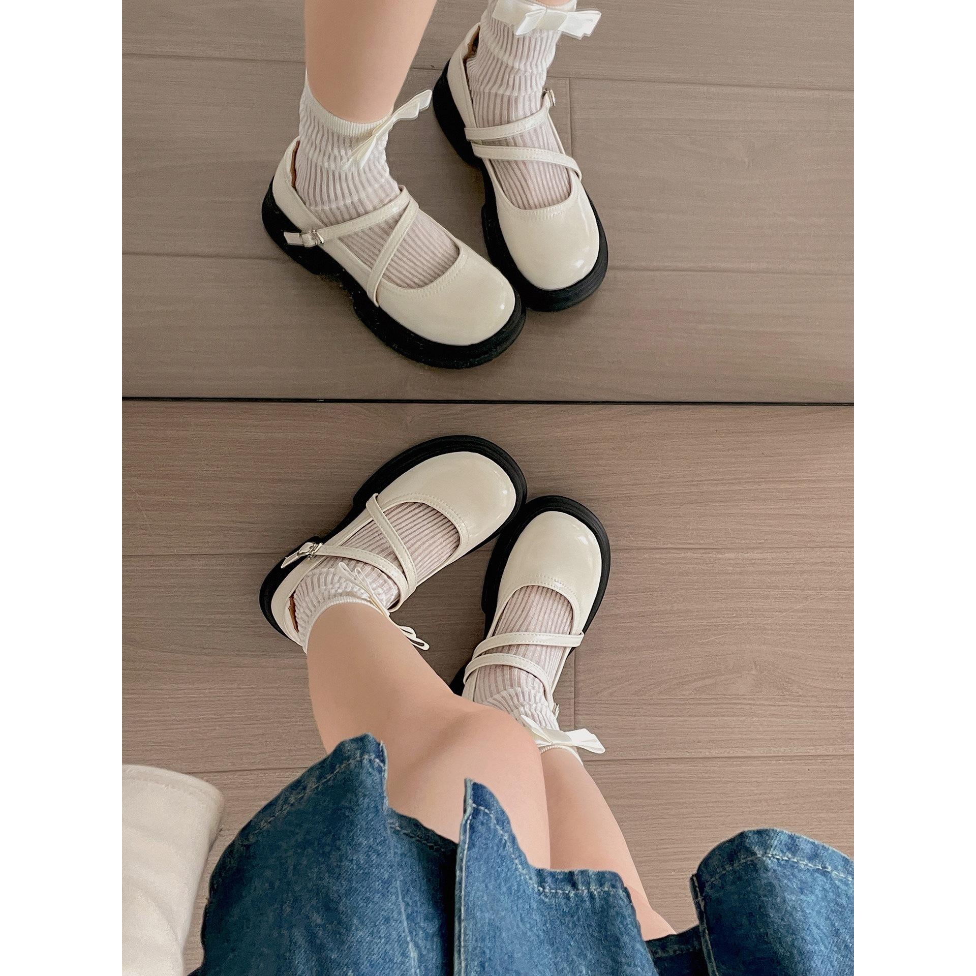 

White British style platform shallow mouth single shoes 2026 spring and autumn small versatile Mary Jane shoes 40 коричневий
