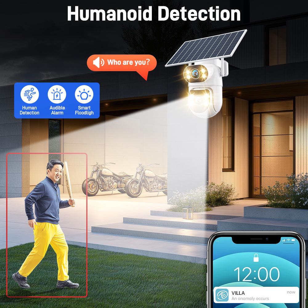 4G Solar Dual-Lens 360° Panoramic HD Night Vision Wireless WiFi Camera
