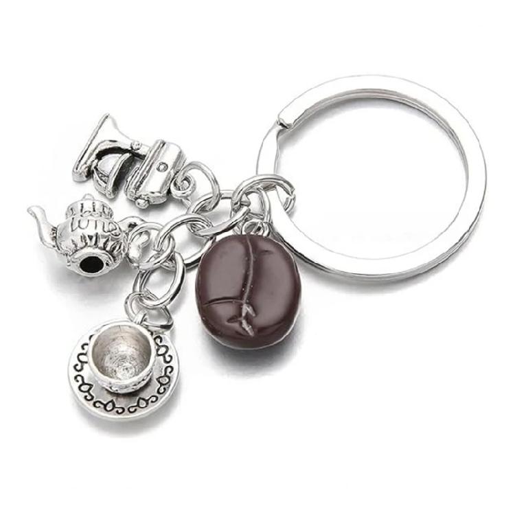 

Lovely Coffee Bean Style Key Ring Handcrafted Alloy Keychain Pendant Charm Thoughtful Gift For Special Occasion 1