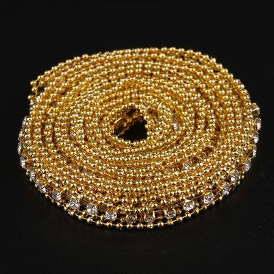Cadena de ajuste de cinta de diamantes de imitación con cuentas de cristal de 1 yarda para decoración artesanal de costura
