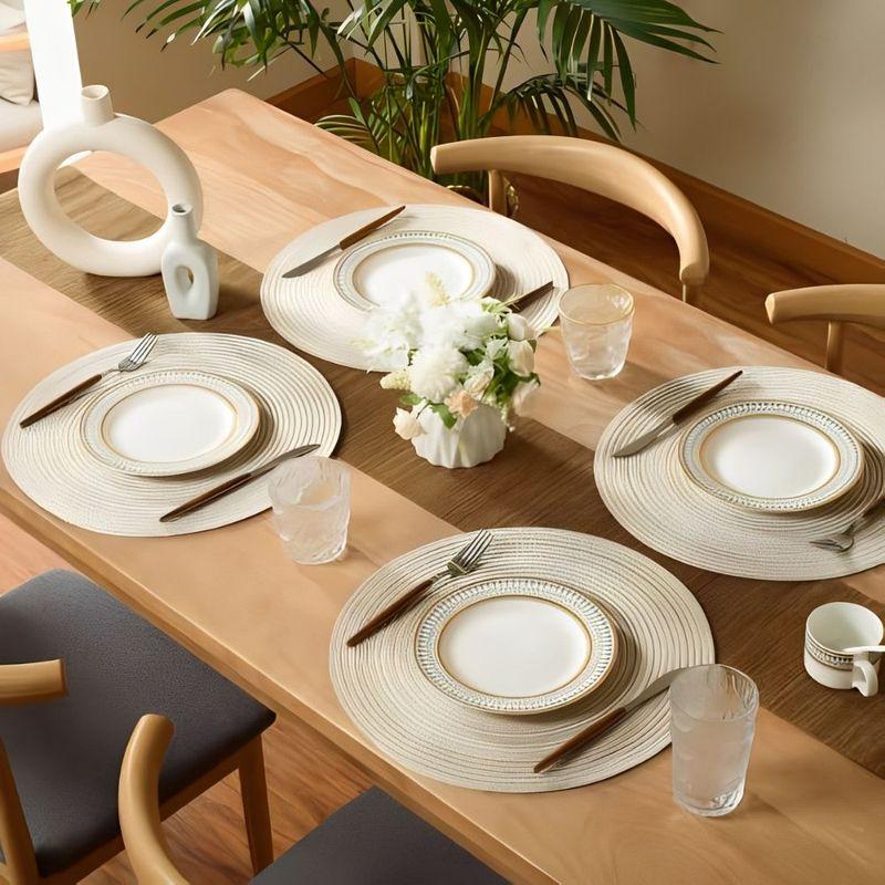 4pcs Braided Cotton Round Placemats, Reusable Table Mats for Home Dining Table, Wedding and Holiday Decoration YMY