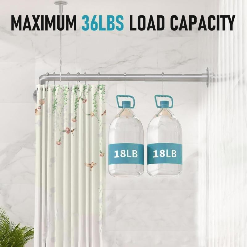 2 STÜCK Badezimmer Hängehalterungen Verstellbare Länge Edelstahl Duschstangenhalterung für Schräge Deckenmontage