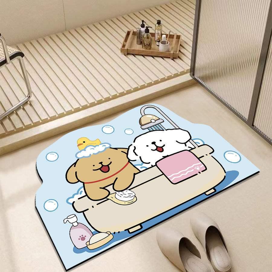Crayon Shin-chan Quick-Dry Bathroom Diatomite Floor Mat - Non-Slip Absorbent Foot Pad