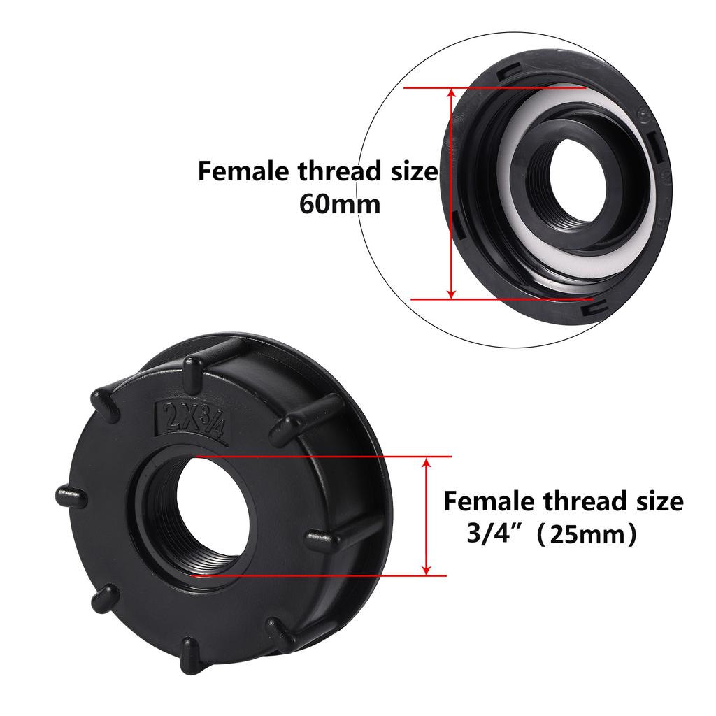 Durable IBC Tank Fittings Universal S60X6 Coarse Threaded Cap 60mm Female Thread To 1/2 ", 3/4", 1 " Water Tap Adapter Connector