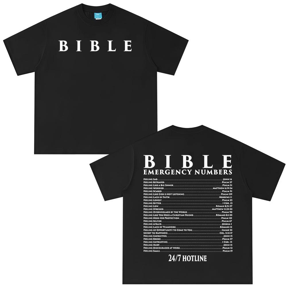 Funny Bible Emergency Numbers Tshirt Jesus God Faith Christian Unisex Women Fashion T Shirts T Shirt Streetwear