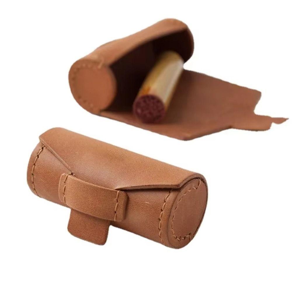 PU Leather Lipstick Storage Bag Protective with Lid Mini Lipstick Cover Portable Solid Color Seal Organizer Cosmetics