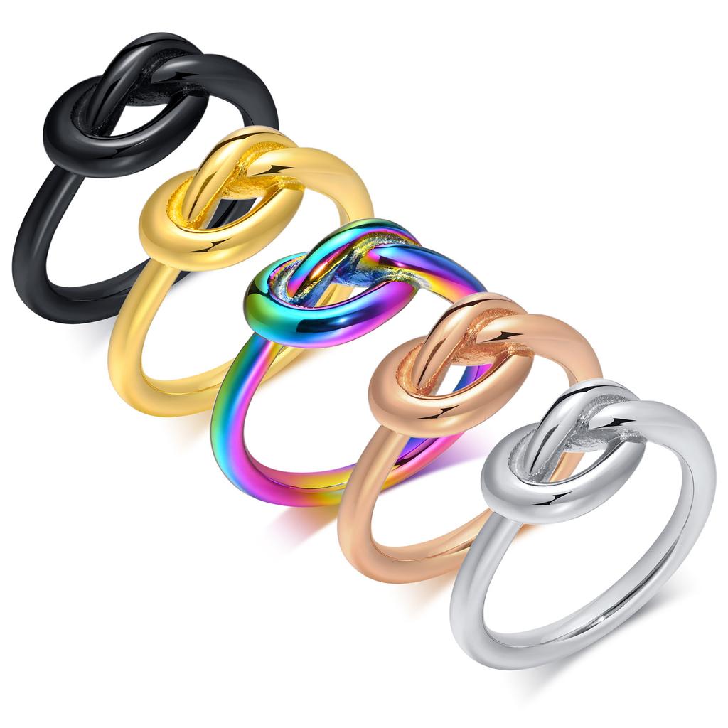 Chic Knot Rings for Women Young Girls Gift Jewelry,Gold Color Stainless Steel Celtic Statement Promise BFF Ring