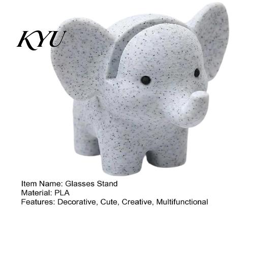 Decorative Marble Texture Stand 3D Printed Elephant Eyeglass Holder, Cute Sunglasses Display Stand, Creative Unique Home Decor Gift Glasses