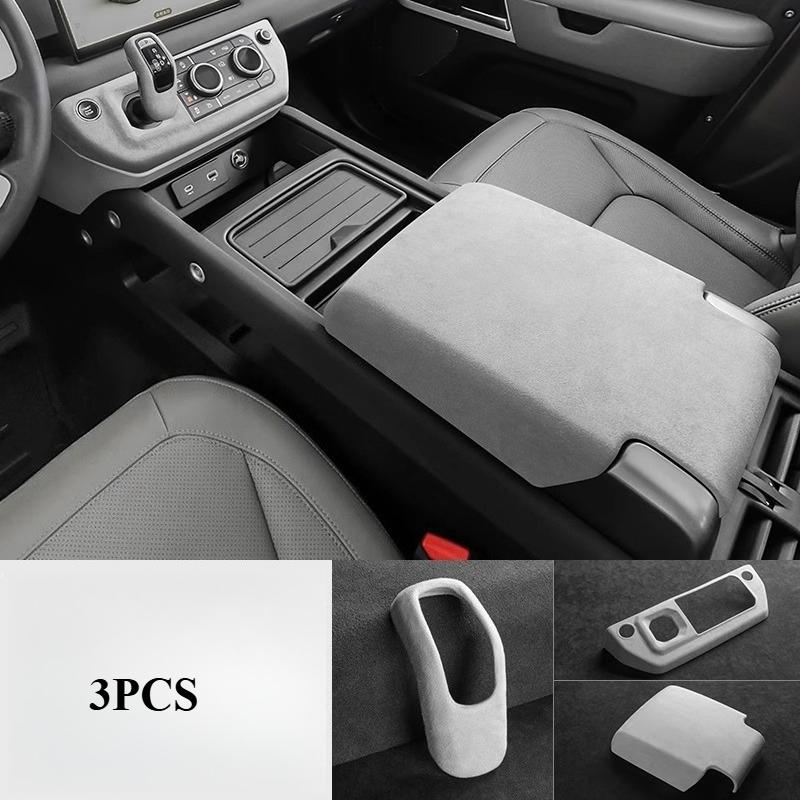 For Land Rover Defender 110, 90 version file handle cover, gear panel, armrest box cover, fur decoration modification 2022-2025