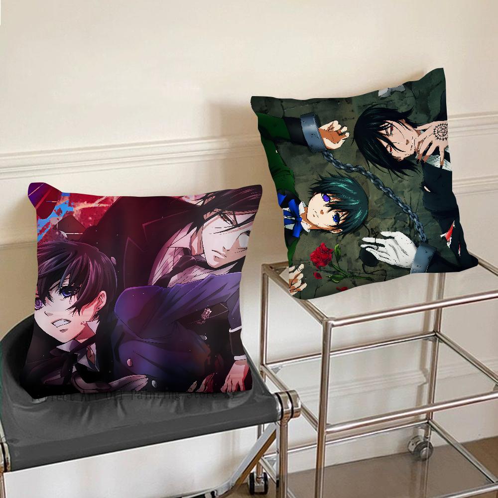 Black Butler Anime Kuddfodral Mode Fyrkantigt Kuddfodral Sovrum Soffa Rum Ins Dekoration Fritid Kuddfodral 40x40