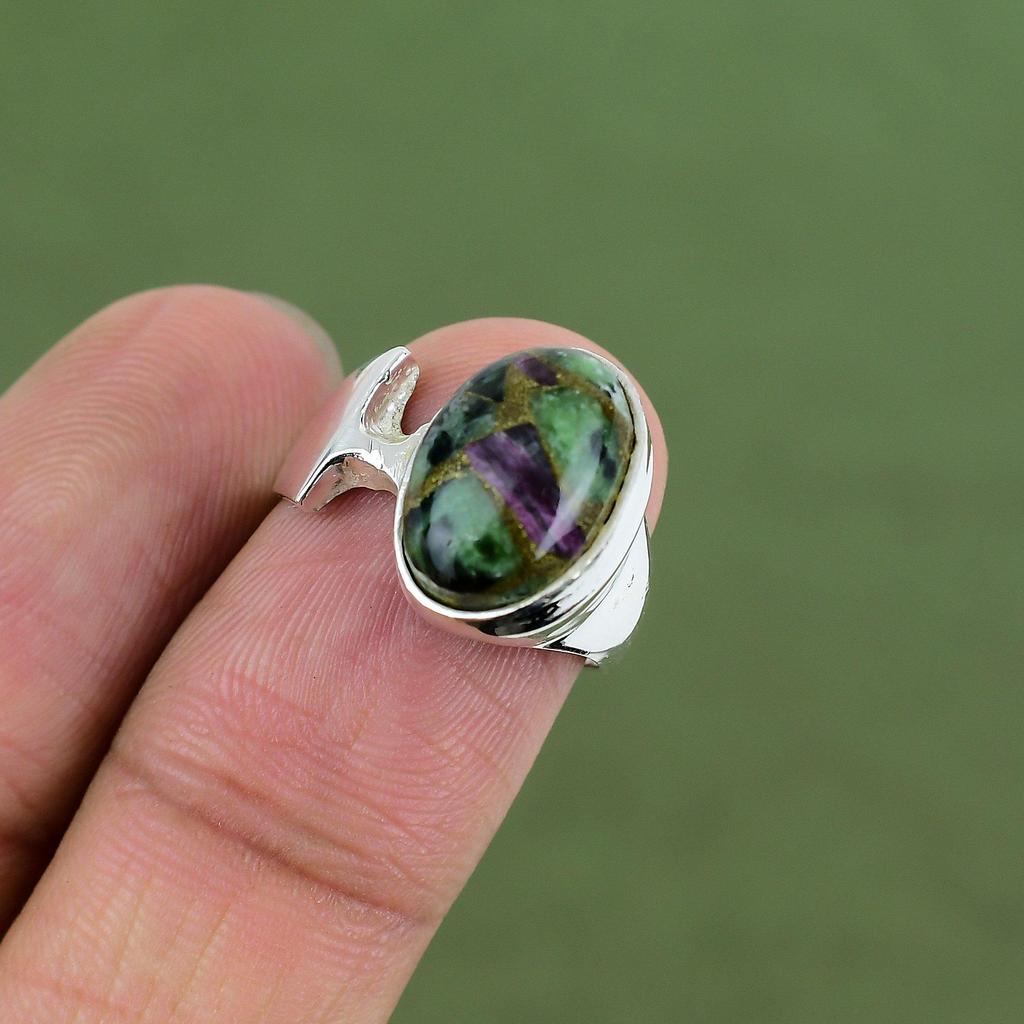 Copper Ruby Zoisite Ring 925 Sterling Silver Ring Handmade Ring Top Quality Gemstone Jewelry Decent Ring Gift For Mom Available In Ring Size