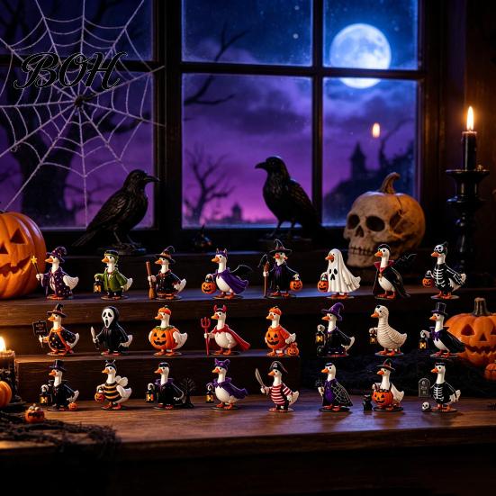 Halloween Advent Calendar Goose 2026, 24 Day Countdown with Spooky Desk Ornaments Acrylic Duck Ornaments, Collectible Gift for Kids Teen Adults