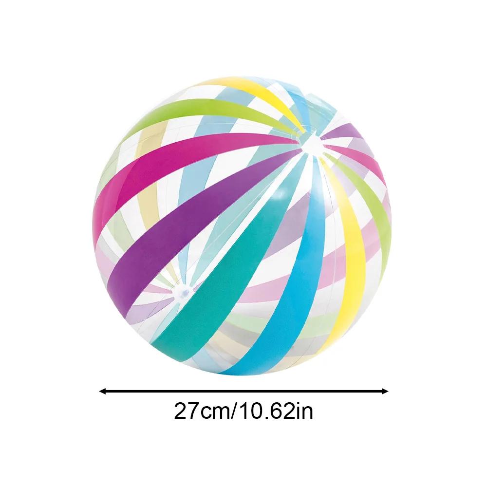 1/2pcs Colorful Stripe Dot Inflatable Beach Ball, Suitable for Beach Pool Party Games, PVC Transparent Luminous Ball.