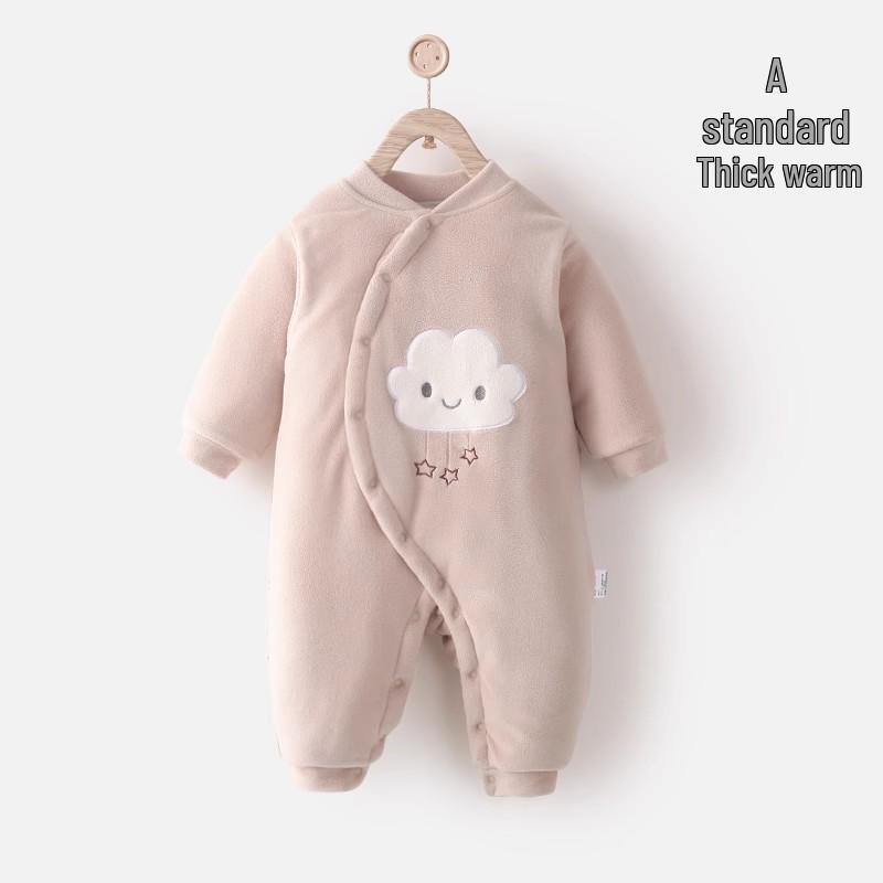 Jingqi Fleece-Lined Cotton Baby Jumpsuit for Autumn/Winter