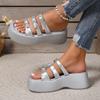 Fashion 2025 Summer Outdoor Open Toe Women’s Platform Slippers Crystal Buckle Flat with Slippers for Daily Comfortable Casual Sandals