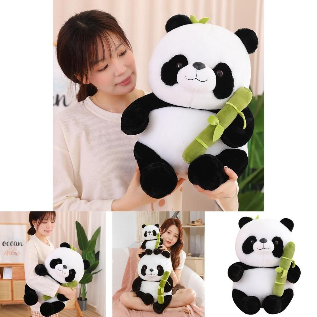 Cute And Cuddly Sitting Panda Plush Toy With Bamboo Perfect For Kids And Animal Lovers