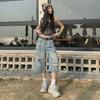Spring Vintage High Waist Ripped Loose Wide Leg Distressed Straight Cropped Capri Denim Pants For Women  Versatile Slimming FigureFlattering Design