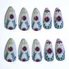 Europe, America, autumn and winter nail art wear nail simple fashion flower leaf gold pattern almond wear nail