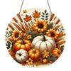 2D Flat, 1pc Round Aluminum Hanging Sign, Rustic Farmhouse Metal Wall Decor - Autumn Harvest Pumpkin & Fall Signs, Seasonal Plaque Suitable for Home