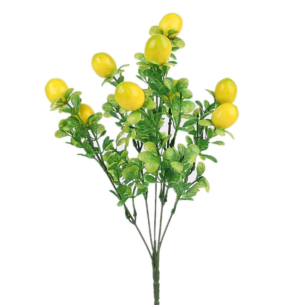 4PCS Artificial Lemon Branch 10 Heads Fake Lemon Stem Decoration for Wedding Living Room Kitchen