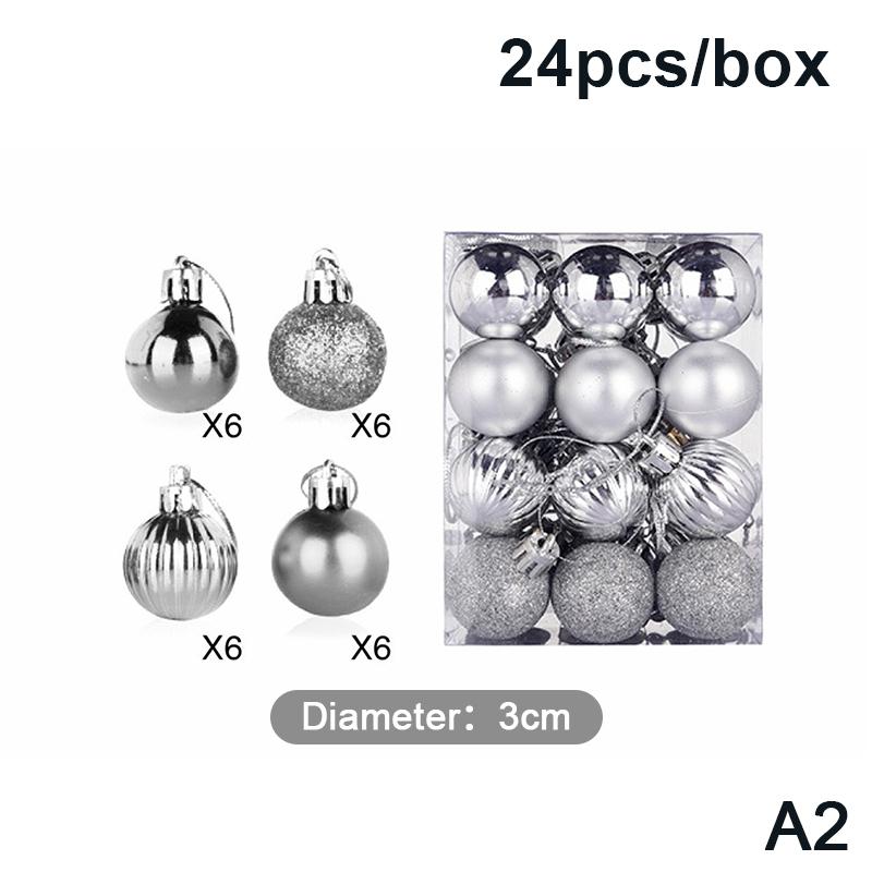 24 Pcs 3Cm Christmas Balls Set Xmas Tree Hanging Pendant Christmas Decoration Home Party Hanging Ornament New Year Decoration