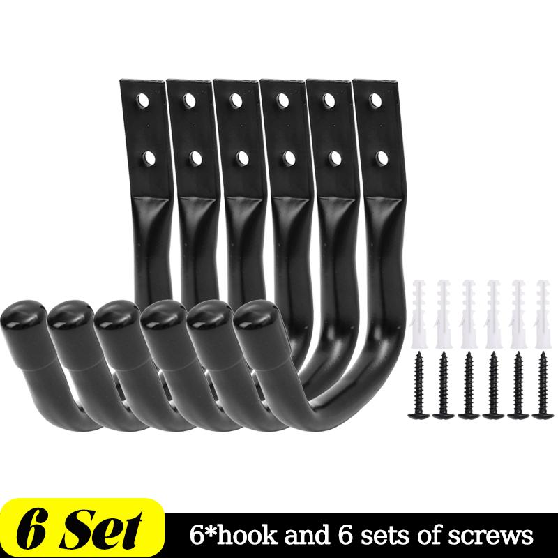 12/2pcs Garage Wall Hooks Heavy Duty J Hook Metal Hanging Wall Mount Storage Rack for Garden Hose Ladders Bike Ski Utility Tools