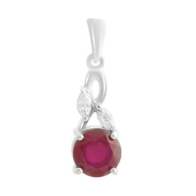 Silver Pendant with Ruby 2.142ct, Cubic Zirconias (2211419)