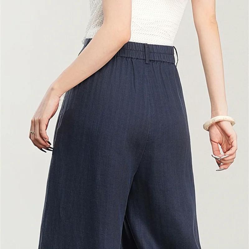 New Style 2025 Casual Cropped Trousers Skirt Line Women Thin Casual High Waist Loose
