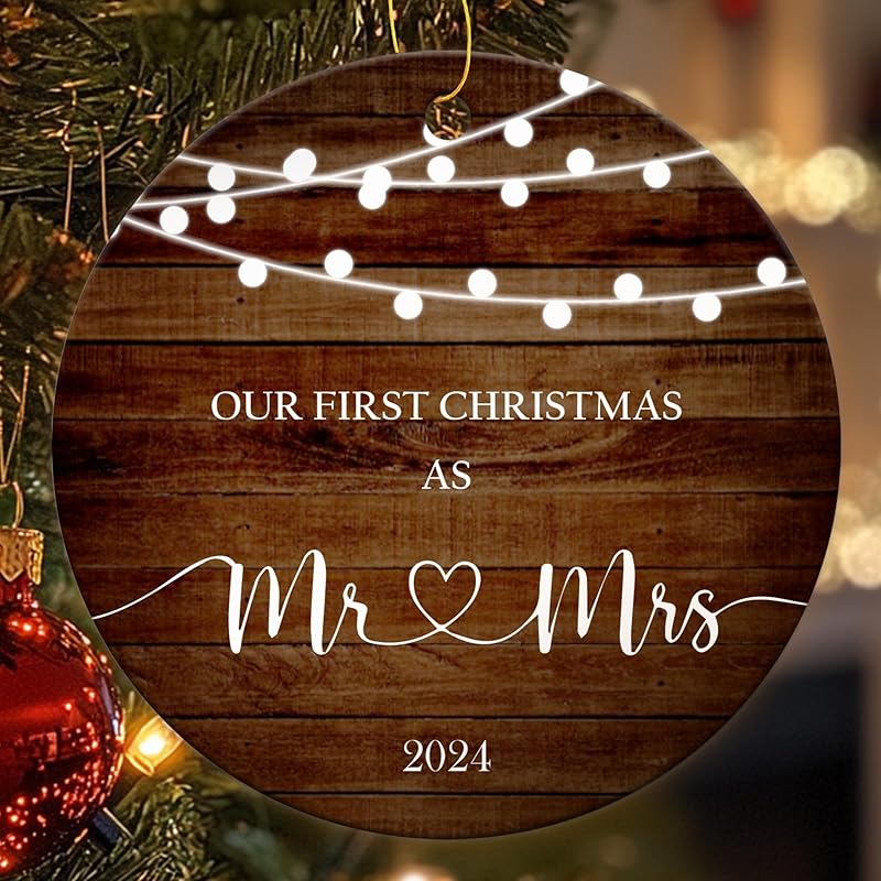 Wedding Christmas Ornaments Gifts for Newlywed Couples, Christmas Trees Our First Christmas Together Ornaments for Christmas Tree, 2024 Christmas Brown Mr.