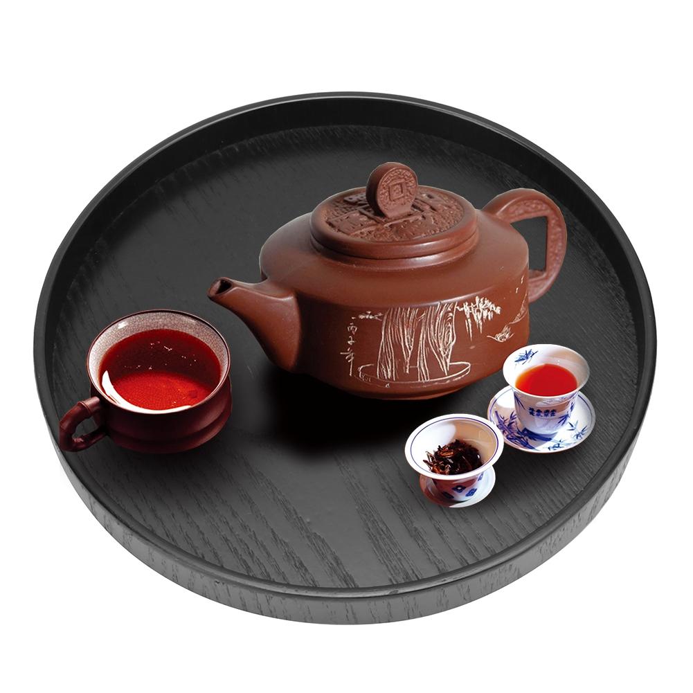 

Wooden Black Round Tea Cup Tray Plates Holder Serving Teahouse Cafe Tea PlateBlack 24cm 24cm / 9.4in чёрный