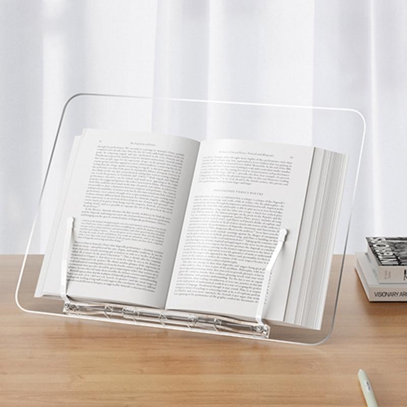 Transparent Book Stand 13 Adjustable Height Portable Cookbook Holder Students Reading Bookstand Laptop Tablet Bracket