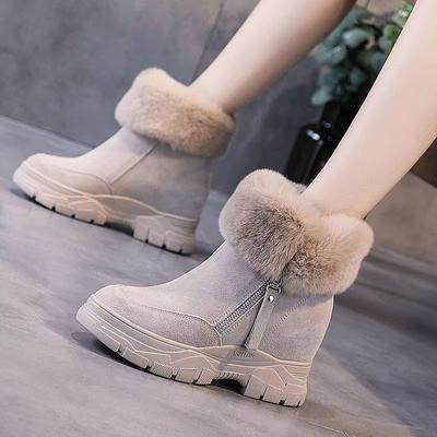 Fleecegefütterte Schneestiefel mit Reißverschluss für Damen Plateau Round Toe Stiefeletten im Angebot Arbeit Gepolstert Schick und Elegant Heiße Damenschuhe