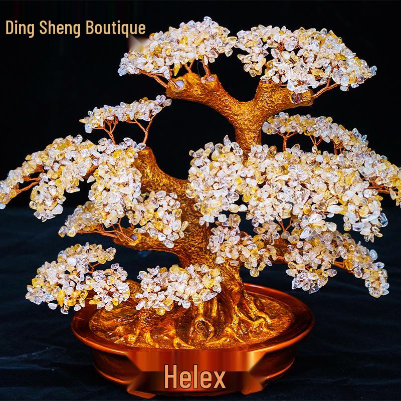 Pink Crystal Money Tree: Attracts Wealth and Enhances Relationships - Perfect for Living Rooms, Offices, Housewarmings, and Ceremonies