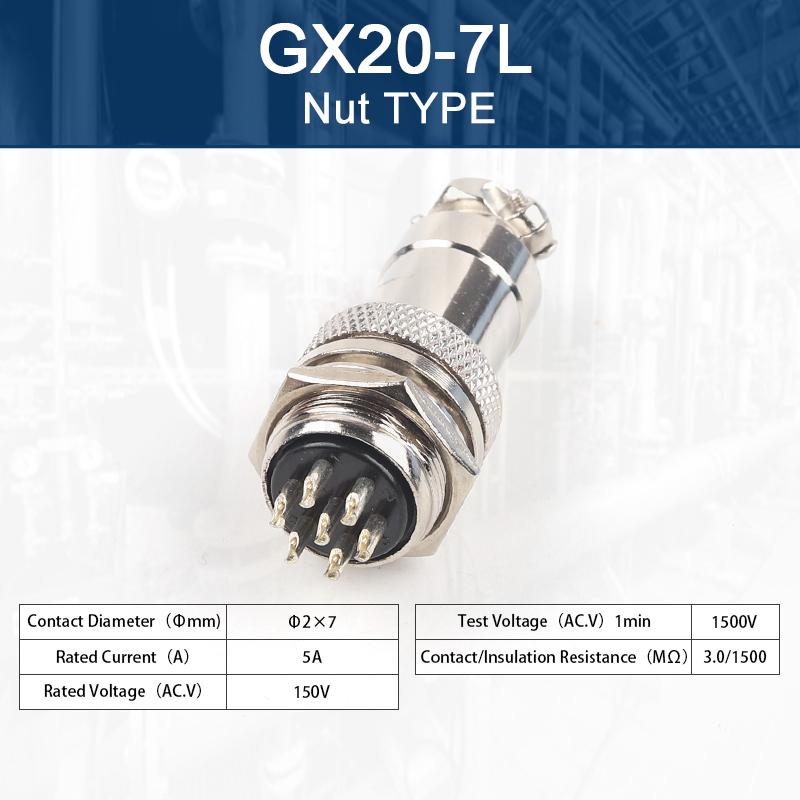 GX20 Nut Type  Male &Female Aviation Plug Socket Connector 2/3/4/5/6/7/8/9/10/12/14/15 PIN Cable Joint  Aviation Plug Connector