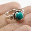 Runder Türkisring, Handgefertigter Ring aus 925er Sterlingsilber, Natürlicher Türkis Design Ring, Geburtssteinring, Verlobungsring, Boho Ring
