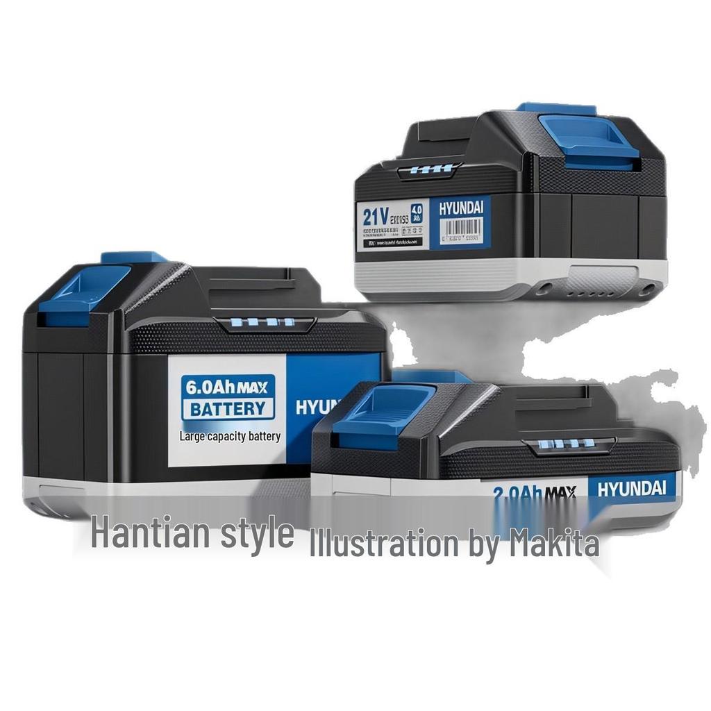 Hyundai Makita 21V Large-Capacity Lithium Battery for Power Tools - Fits Electric Drills & Angle Grinders