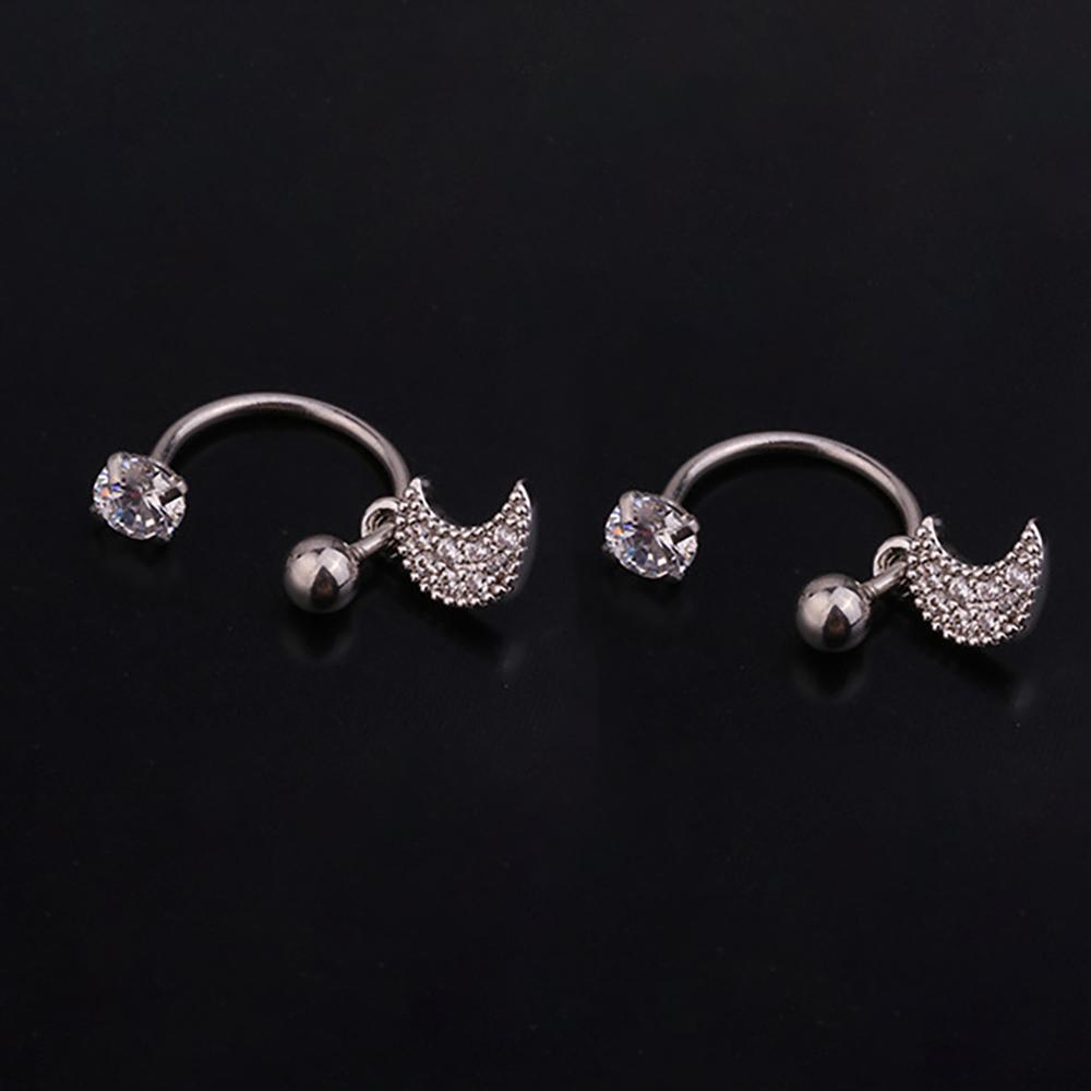 1 Pair Stainless Steel Mini CZ Drop Earring Women Moon Flower Tragus Cartilage Helix Hoop Conch Rook Daith Lobe Piercing Jewelry