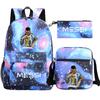 Football Star Print Youth Primary And Secondary School Students Schoolbag Three-Piece Set Men'S And Women'S Backpack