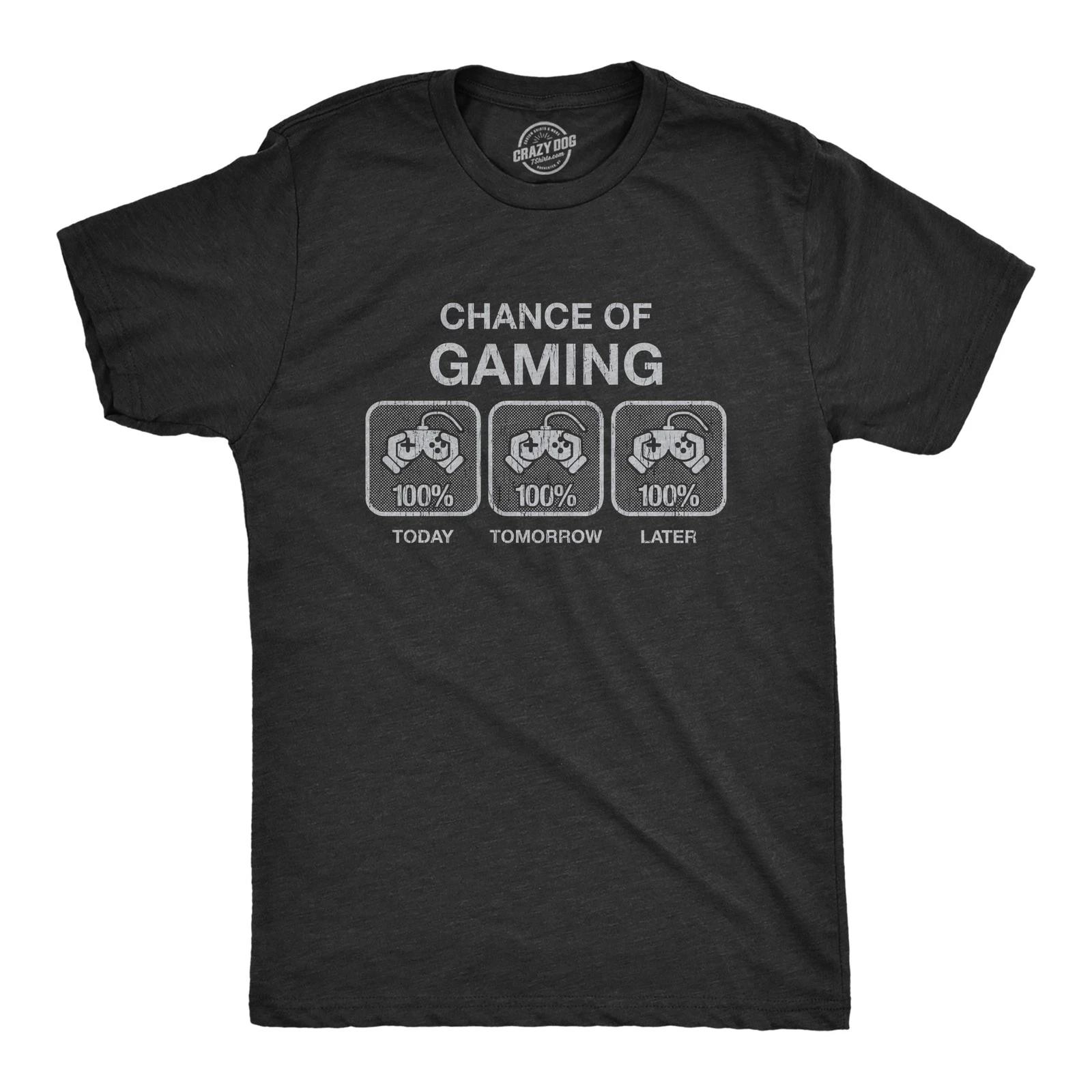Mens 100% Chance Of Gaming T Shirt Funny Nerdy Video Games Novelty Tee XL