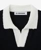 BLOND9 Tail Yarn Coloration Short Sleeve Knit_Navy Ivory
