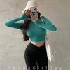 Retro Slim-Fit Pleated Half-High Collar Long Sleeve Shirt
