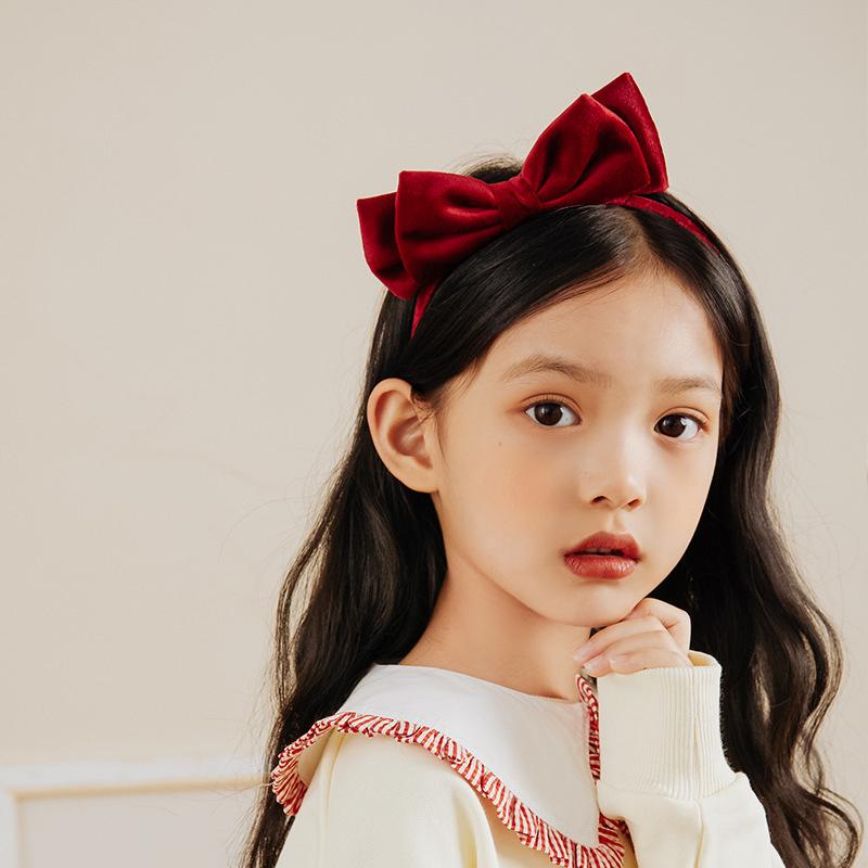 

Red Velvet Bow Headband for Girls Sweet Bowknot Hair Hoop Kids Cute Hair Band Children New Year Hair Accessories
