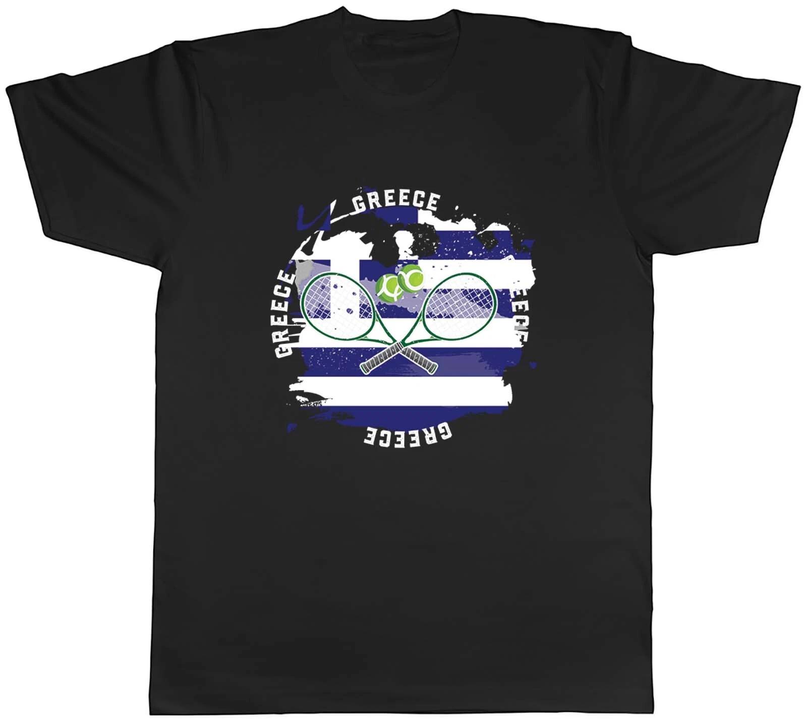 Tennis Sports With Greece Flag Mens Unisex T-Shirt Tee Gift M