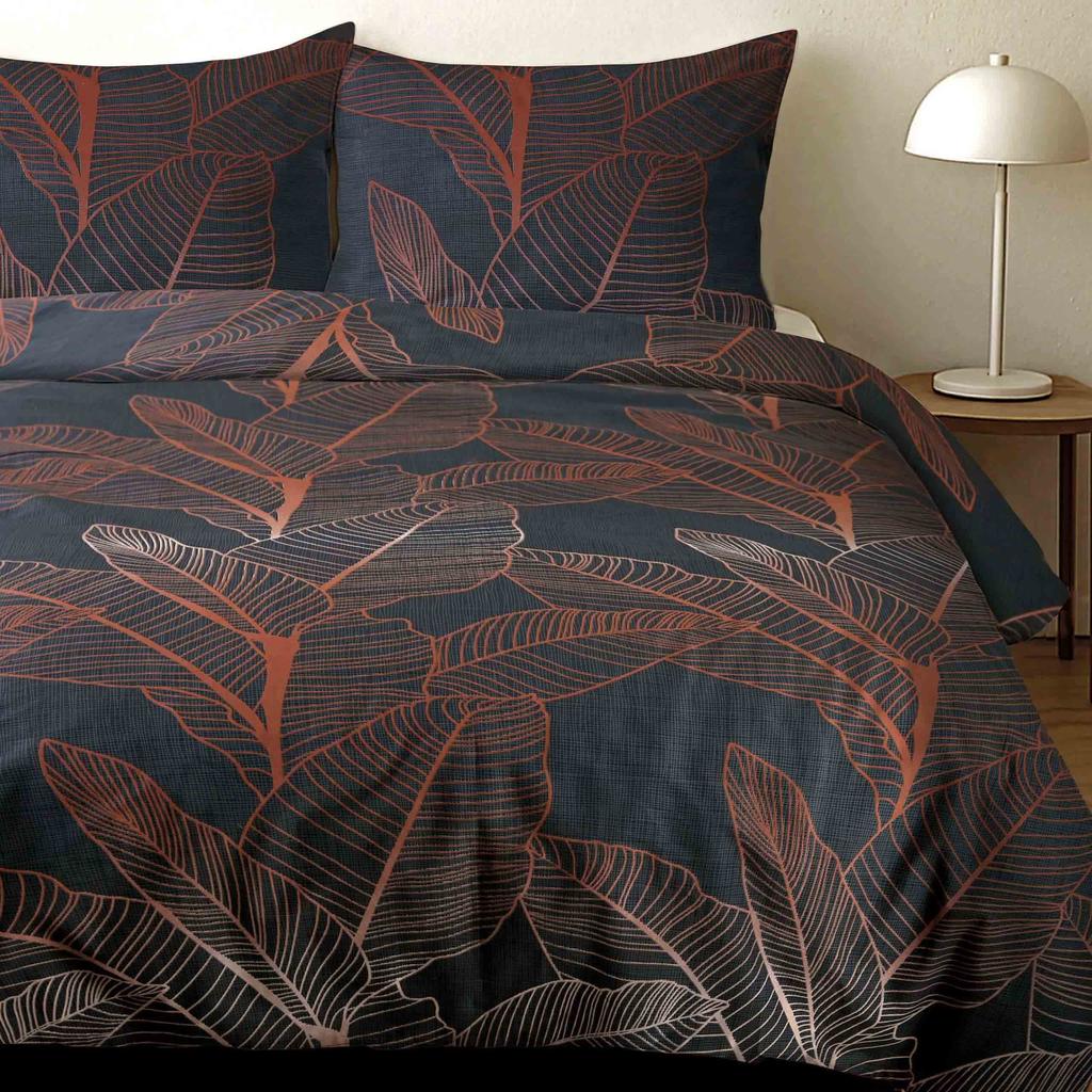 Cotton bedding 220x200 COTTON 100% modern plant pattern graphite background