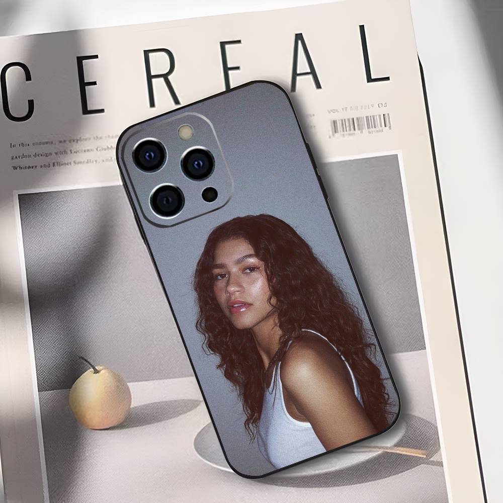 Z-Zendaya Phone Case For iPhone 17,16,15,14,13,12,11 Plus,Pro Max,XS,Soft Silicone Black Cover